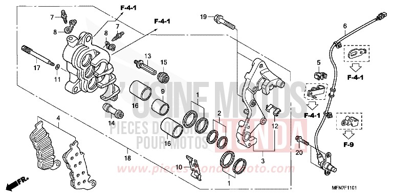 BREMSSATTEL, R. VORNE (CB1000RA) von CB1000R ABS PEARL SIENA RED (R320) von 2010